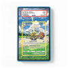A framed or bordered sample lab card with a printed illustration of a Pokémon-style card featuring Electrike, plus a PSA grading label at the top. This is a clean product-style presentation on a white background, with no person, animal, or real environment visible.