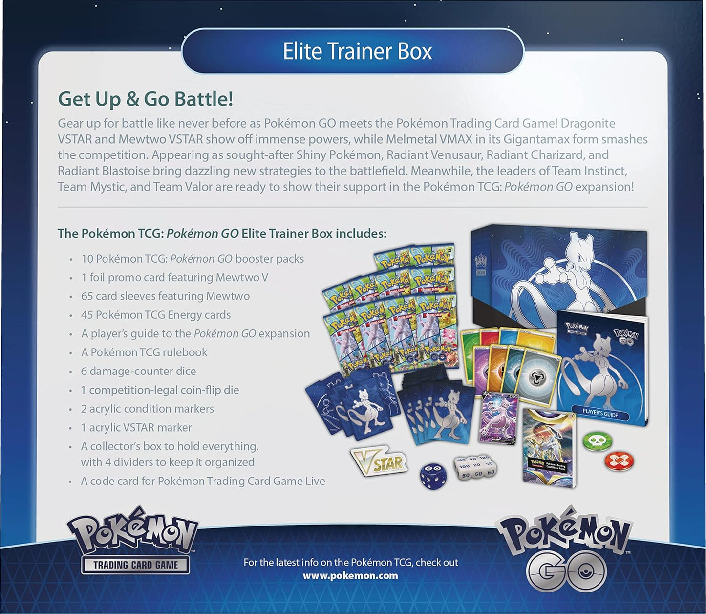 Elite Trainer Box for Pokémon TCG with product details and branding
