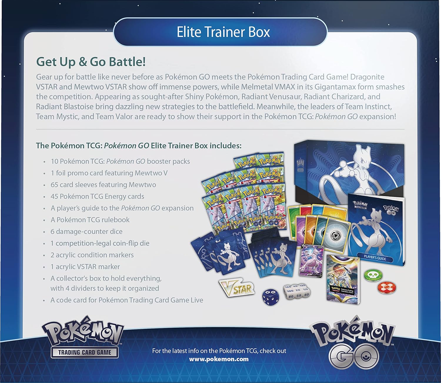 Elite Trainer Box for Pokémon TCG with product details and branding
