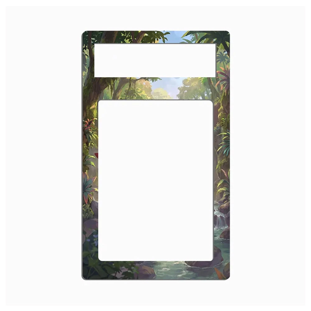 A rectangular light switch plate cover featuring a tropical jungle scene print with green foliage, trees, and a small waterfall, shown against a plain white background.
