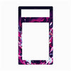 A rectangular metal plate frame with a vibrant purple, pink, and black abstract fluid marble pattern, shown on a plain white background.