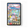 A PSA graded sample Pokémon trading card slab showing an Espeon card, with the PSA label visible at the top and a black display frame around the slab on a white background.