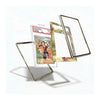A transparent acrylic display card frame with a gold-toned metal border, shown in multiple angles around a graded trading card. The product is displayed on a clean white background with soft shadows.