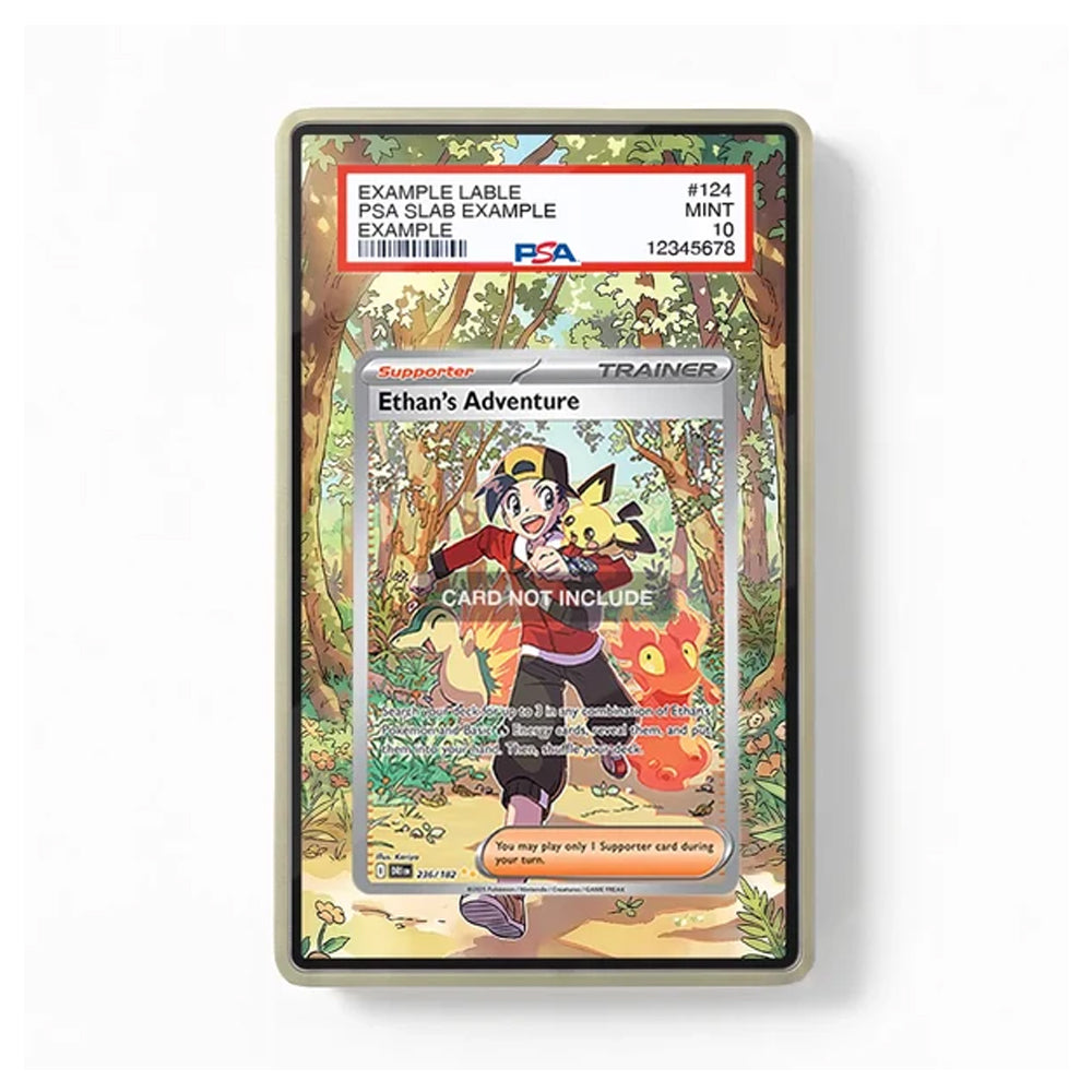 A PSA graded protective card slab containing a Pokémon trading card, shown against a plain white background. The slab features a clear plastic border and a red and white PSA grading label at the top.