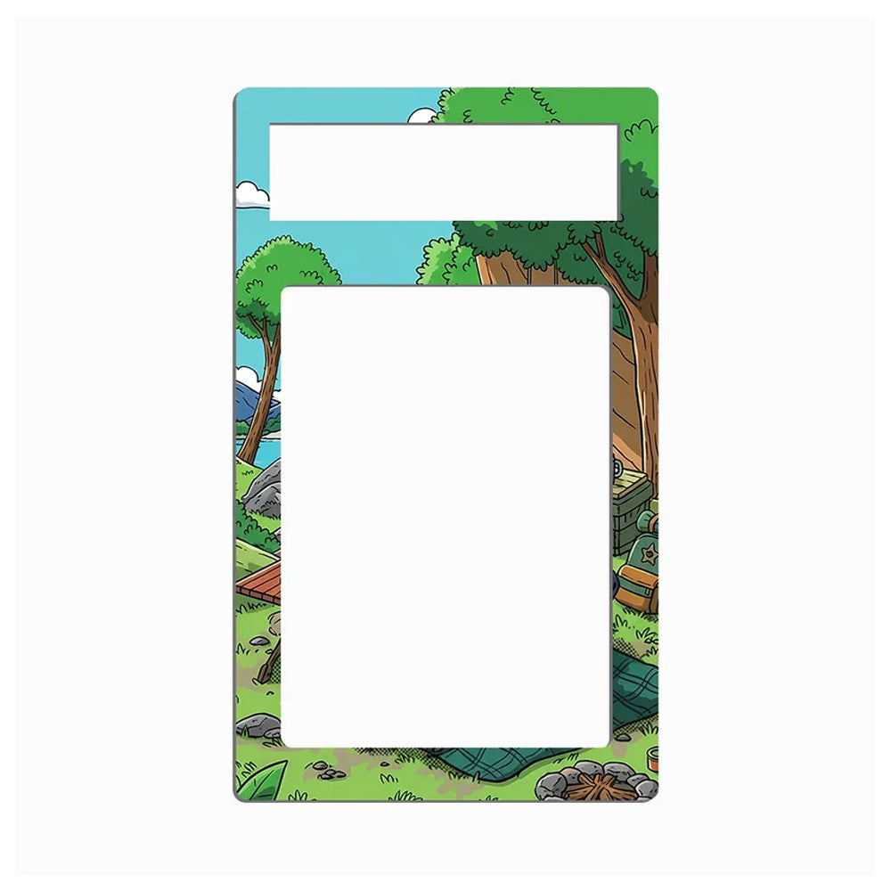 A rectangular picture frame with rounded corners featuring a colorful cartoon forest illustration, shown on a plain white background.
