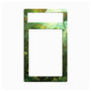 A rectangular decorative frame or cover with rounded corners, featuring an illustrated green lotus pond design around the border. The center is open, with a smaller horizontal slot at the top and a large vertical opening in the middle, shown on a plain white background.