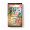 A PSA graded sample Pokémon card in a clear protective slab with a gold-toned border, shown against a plain white background. The slab includes a PSA grading label at the top and a sample Foxy card design visible inside.