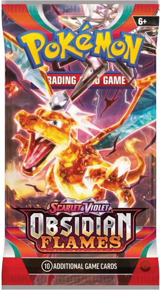Pokémon trading card game pack with Obsidian Flames theme