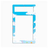A rectangular photo frame insert with rounded corners, featuring a sky and clouds pattern. The top section has a smaller horizontal slot, and the main body has a larger vertical slot, both filled with a solid white placeholder area.
