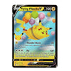 A single Pokémon trading card featuring Flying Pikachu, shown against a plain white background. The card has a black border, a blue sky illustration with colorful balloons, and visible text including 'BASIC', 'Flying Pikachu V', '190', and move names like 'Thunder Shock' and 'Fly'.