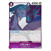 A Japanese character trading card featuring Franky from Dragon Ball, with purple and teal artwork, a purple border, and game text including '4000' and '3'.