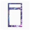 A rectangular decorative frame or plate with a purple and blue galaxy/nebula print, featuring a large central cutout and a smaller horizontal cutout near the top, shown on a plain white background.