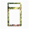 A rectangular decorative frame or mat with rounded corners, featuring an anime-style forest illustration in green, yellow, and brown tones. The top and bottom sections have cutouts, with the bottom cutout showing a small portion of a colorful illustrated design.