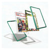 A set of transparent screen protectors with green borders and one printed insert card featuring anime characters, shown floating on a clean white background.