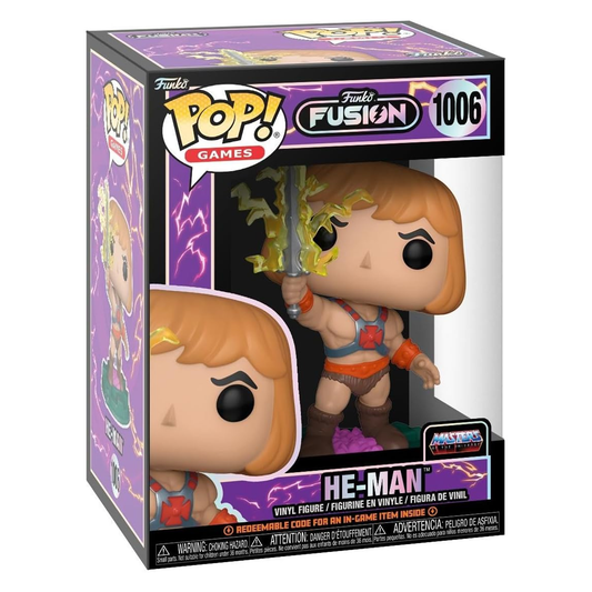 Funko Pop! Fusion He-Man figure packaging on a white background
