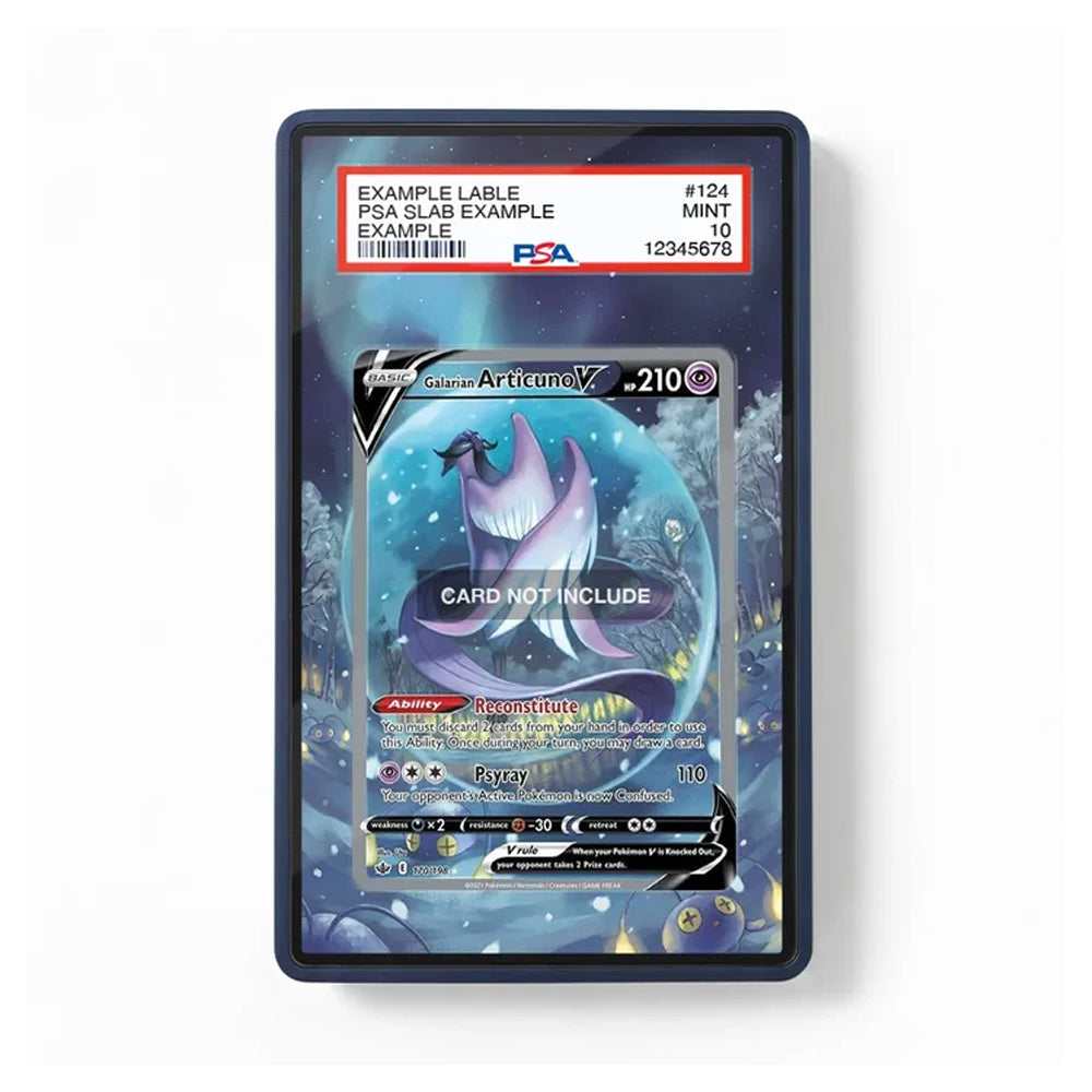 A PSA-graded protective card slab containing a Pokémon TCG card, shown against a plain white background. The slab has a black border and a blue gradient interior, with a red PSA label at the top.