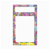 A rectangular phone case with a colorful psychedelic pattern, featuring a large blank center cutout and a smaller cutout at the top, shown on a plain white background.