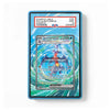 A PSA graded protective slab containing a Garchomp card, shown against a plain white background. The slab has a blue border and a red header label at the top with PSA branding and grading details.