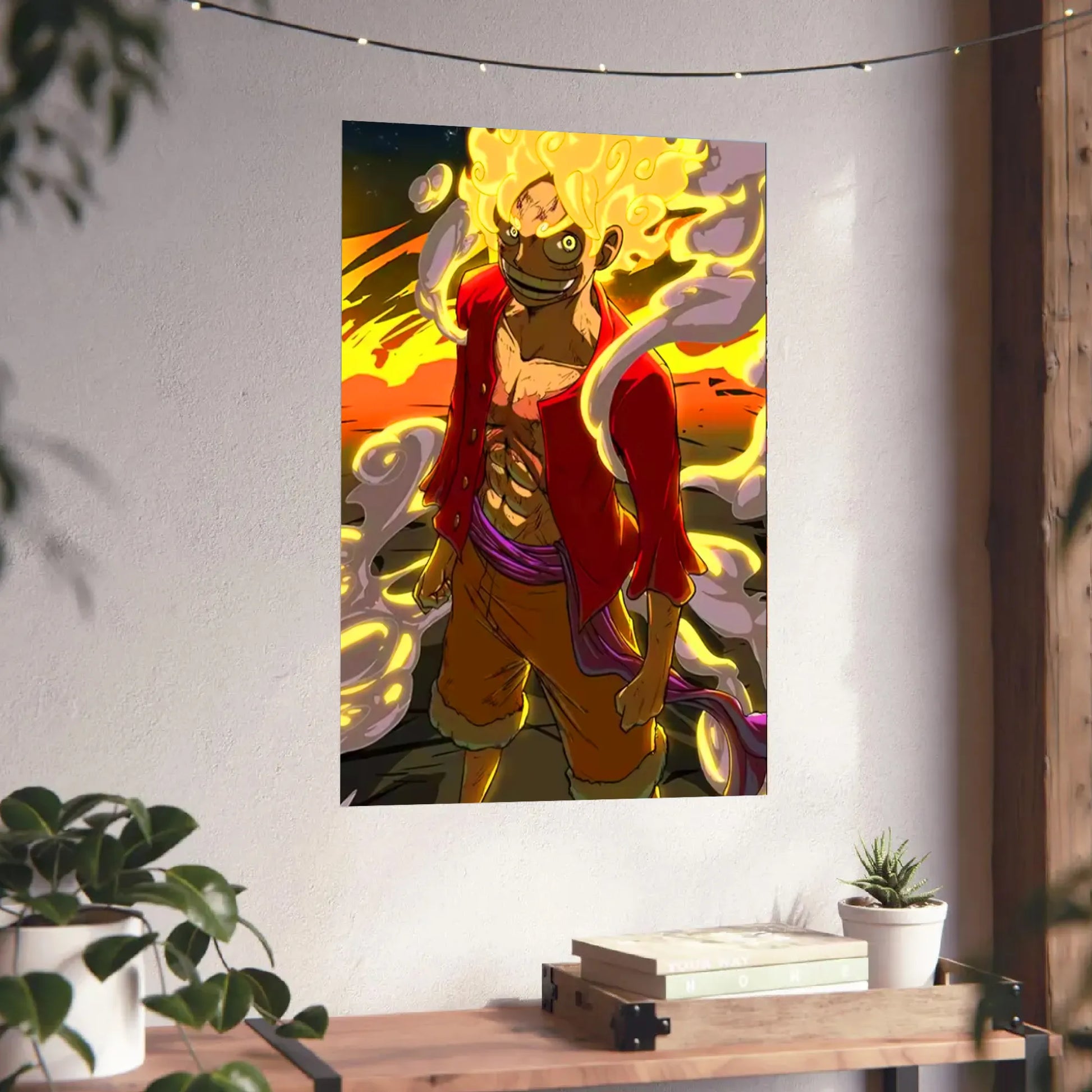 Gear 5 Luffy Anime Poster One Piece Wall Art Sun God Nika Print - PokeTCG