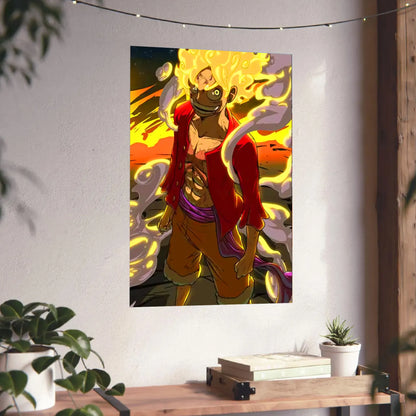 Gear 5 Luffy Anime Poster One Piece Wall Art Sun God Nika Print - PokeTCG