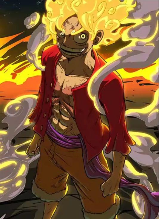 Gear 5 Luffy Anime Poster One Piece Wall Art Sun God Nika Print - PokeTCG