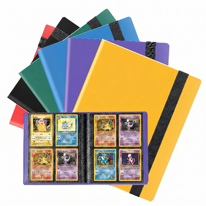 4 Pocket Trading Card Binder (160 Cards) – Multi-Color Album with Strap