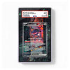 A PSA graded protective slab containing a holographic Pokémon TCG card, shown against a plain white background. The slab has a clear plastic case with a white PSA label at the top and a printed insert showing a dark futuristic scene.