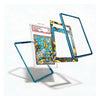 A custom protective case for a collectible card graded PSA 7, shown in a disassembled floating layout on a white background. The case features a translucent blue outer frame, a clear inner shell, and a decorative inner plate with a gold and blue cartoon design.