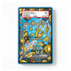 A PSA-certified collectible card slab containing an example card, shown against a plain white background. The slab features a blue border and a clear protective cover with a graphic of gold coins and a cartoon character on a blue patterned background.