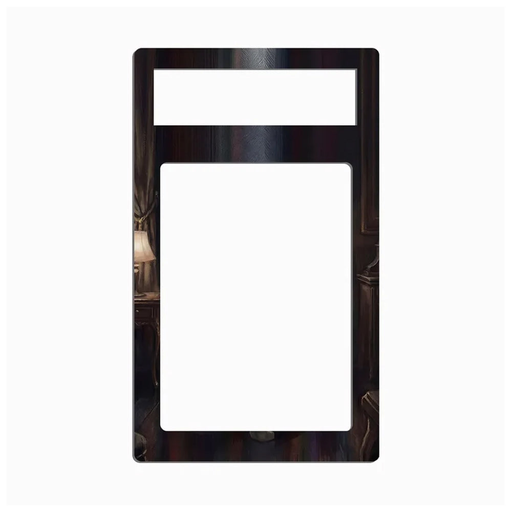 A decorative double-gang light switch plate cover featuring a dark, moody baroque-style wood grain pattern with subtle warm brown and black tones, shown on a solid white background.