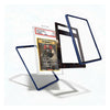 A set of transparent protective card cases with dark blue borders, shown floating around a graded PSA card on a clean white background.