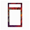 A rectangular decorative plate or cover with two cutouts, featuring an abstract marbled pattern in red, orange, purple, and black with gold outlines, shown on a plain white background.