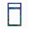 A decorative rectangular frame or plate with a large central cutout and a smaller horizontal cutout near the top, featuring a colorful illustrated border of purple, teal, green, and pink floral and vine patterns on a white background.
