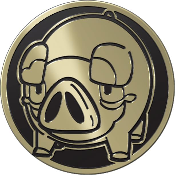 Gold pig emblem on a black background