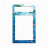 A rectangular picture frame with rounded corners featuring a watercolor-style underwater design in shades of blue, green, and white, with a top mounting slot.