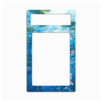 A rectangular picture frame with rounded corners featuring a watercolor-style underwater design in shades of blue, green, and white, with a top mounting slot.