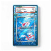 A PSA graded clear sample card in a blue slab holder, showing an underwater scene with goldfish and a placeholder card insert. The PSA grading label is visible at the top.