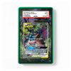 A PSA graded protective card case containing a Pokémon TCG card, shown against a plain white background. The green-bordered case has a PSA slab label on the front with grading details, and the inner card features Dark Evolution GX artwork.