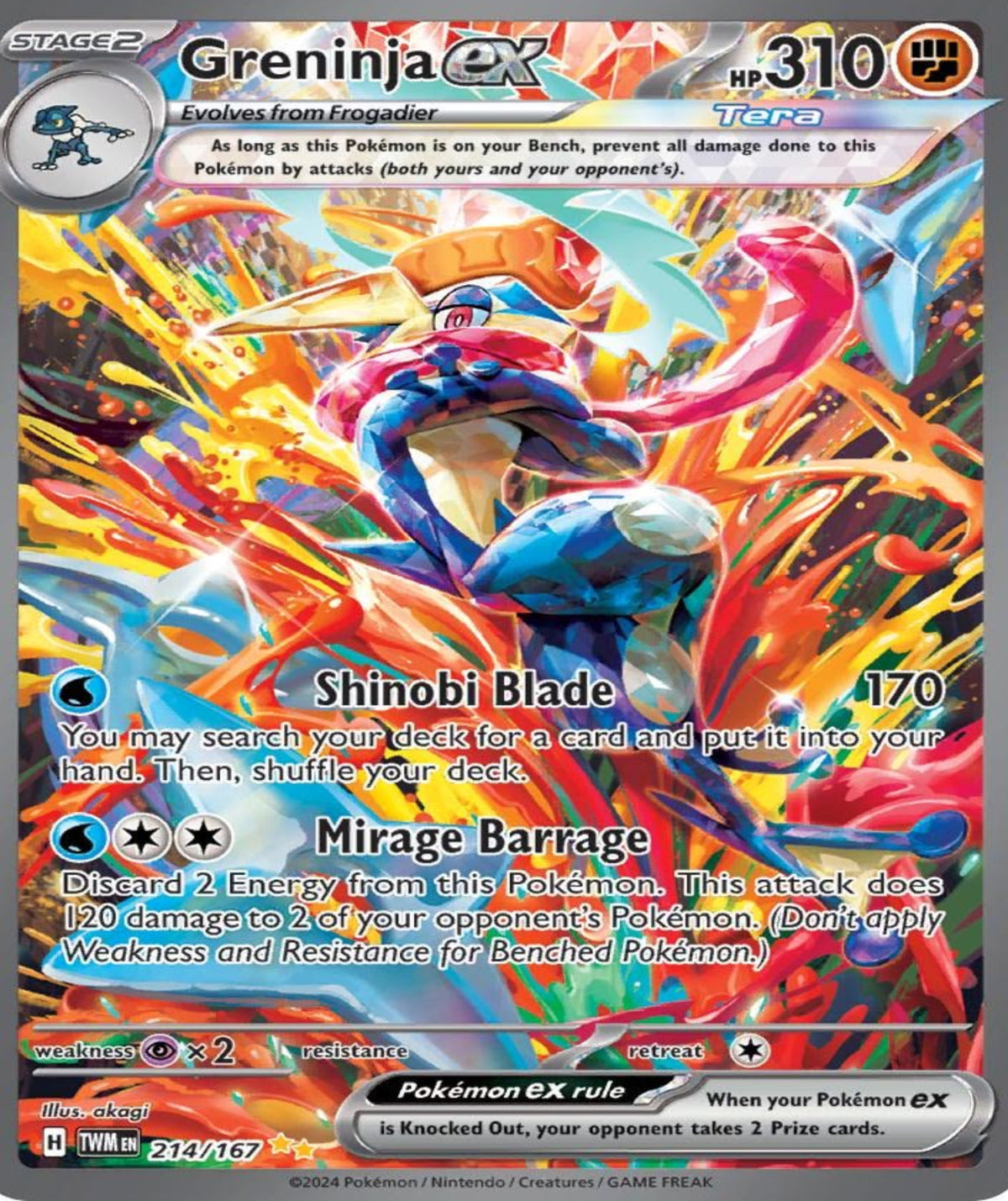 A Psyduck trading card from the Pokémon TCG, featuring the yellow duck floating in blue water under a cloudy sky. The card includes the Psyduck name, HP 70, and the Damp ability text.