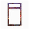 A rectangular mounting plate or cover with rounded corners, featuring a printed construction site illustration in purple, orange, and brown tones. Two large white rectangular cutouts are printed into the center of the plate.