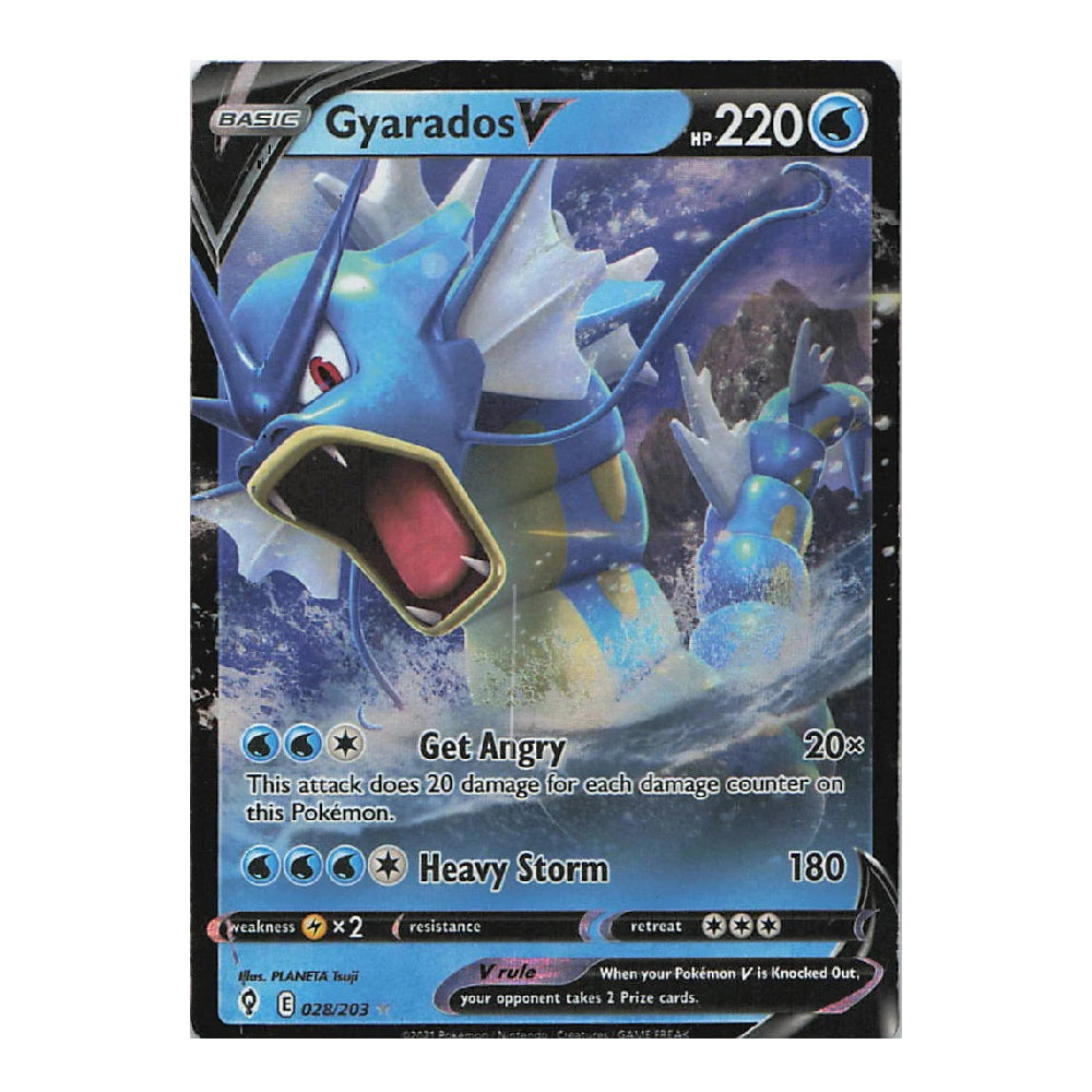 A single Pokémon trading card featuring Gyarados, shown against a plain white background. The card has a black border with blue and white artwork of the creature and printed stats and attack text.