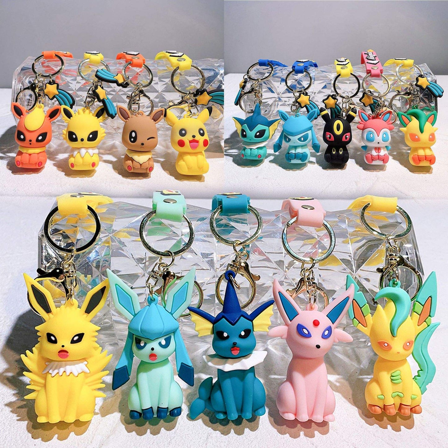 Rubber 3D Anime Oned PVC Cartoon Keychain Pendant Pikachu Gengar Charmander Eevee Silicone Key Chain