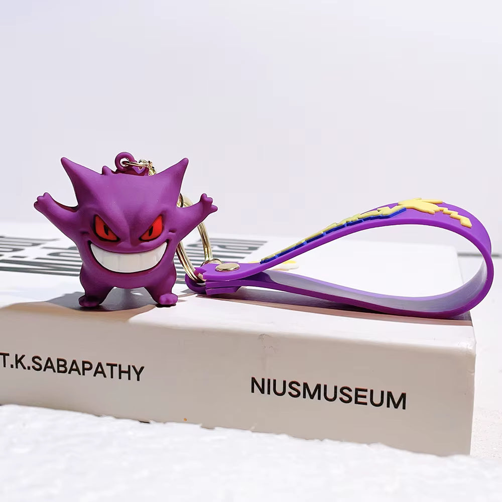 3D PVC Cute Anime Pokemoned Keychain Custom Cartoon Character Silicon Keyring for Promotional Car Bag Use Durable Rubber