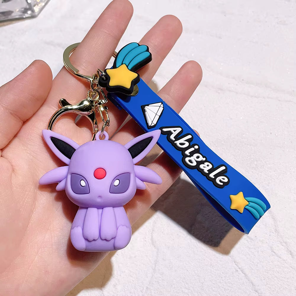 Rubber 3D Anime Oned PVC Cartoon Keychain Pendant Pikachu Gengar Charmander Eevee Silicone Key Chain