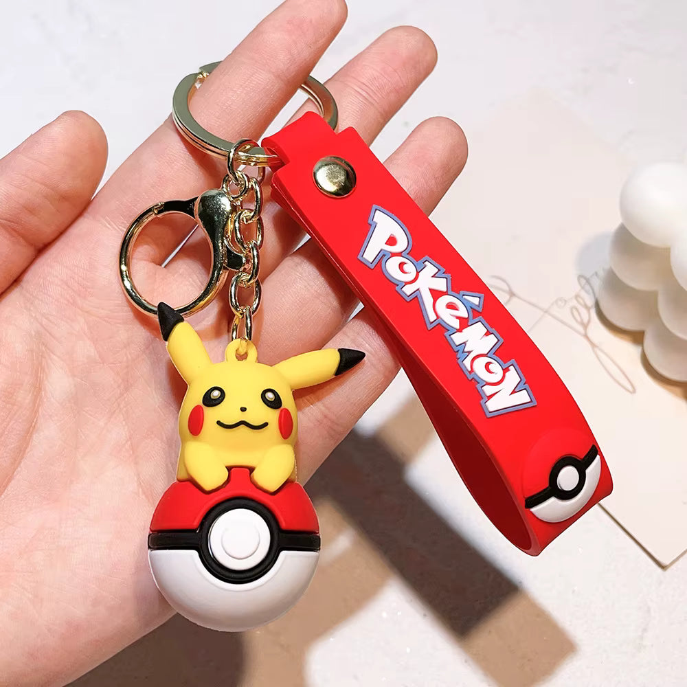 Cute 3D Anime Pokémon Keychain – Pikachu & Eevee PVC Charm