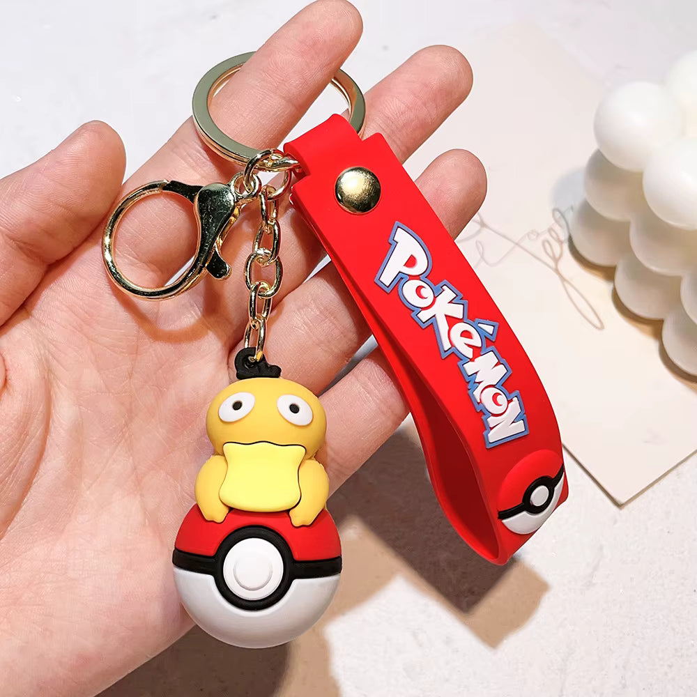 Cute 3D Anime Pokémon Keychain – Pikachu & Eevee PVC Charm