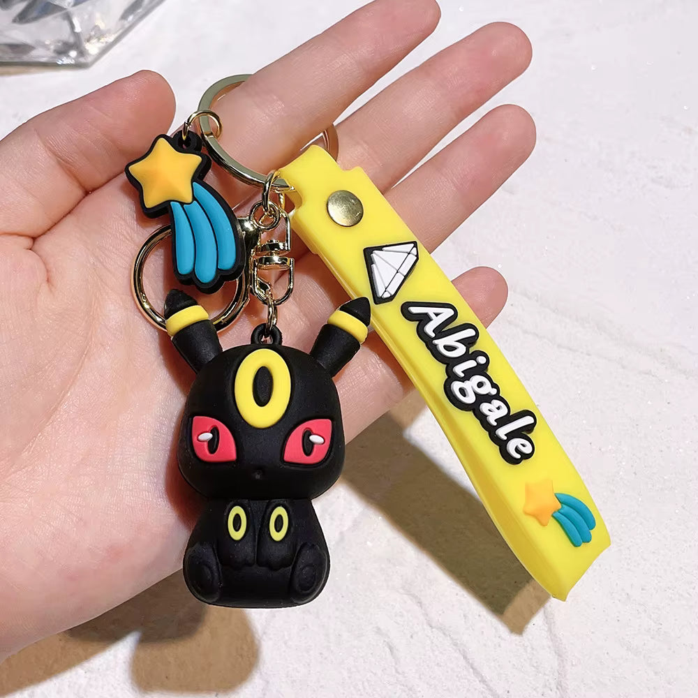 Rubber 3D Anime Oned PVC Cartoon Keychain Pendant Pikachu Gengar Charmander Eevee Silicone Key Chain