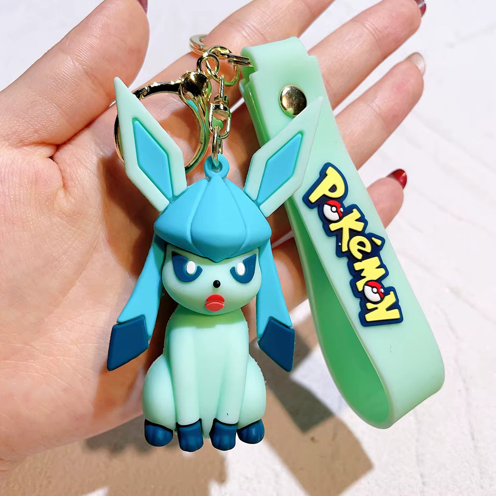 Rubber 3D Anime Oned PVC Cartoon Keychain Pendant Pikachu Gengar Charmander Eevee Silicone Key Chain