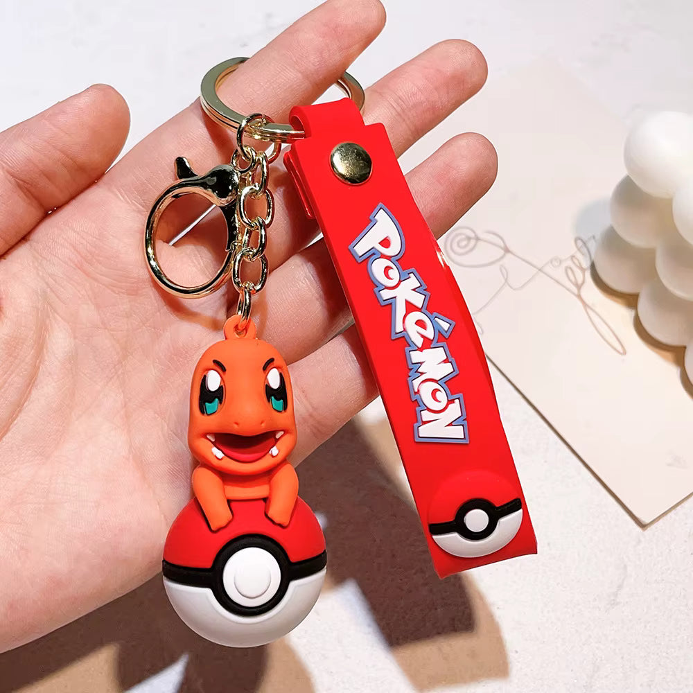Cute 3D Anime Pokémon Keychain – Pikachu & Eevee PVC Charm