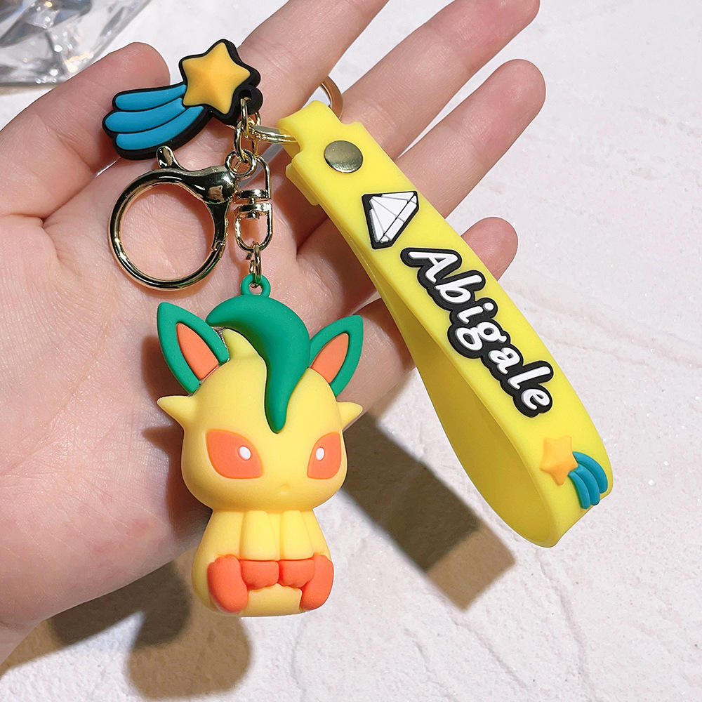 Rubber 3D Anime Oned PVC Cartoon Keychain Pendant Pikachu Gengar Charmander Eevee Silicone Key Chain